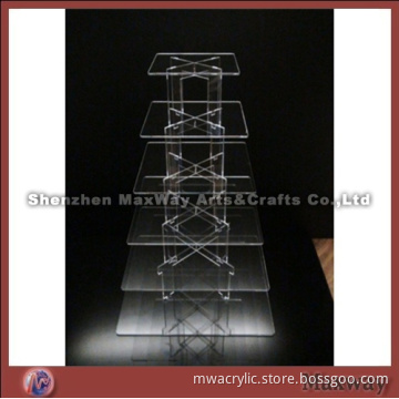 Clear Square Promotional 6 Tiers Acrylic Cake Holder Stand Rack